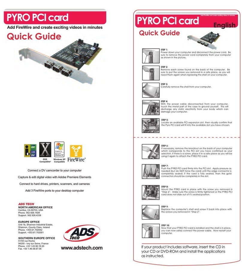 ADS Technologies PYRO Digital Video None User manual ADS Technologies PYRO Digital Video None User manual