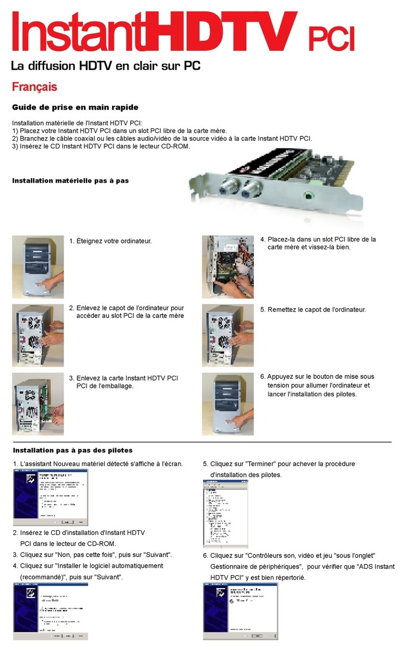 ADS Technologies INSTANTHDTV PCI PTV380 - HARDWARE GUIDE 2 Installation instructions ADS Technologies INSTANTHDTV PCI PTV380 - HARDWARE GUIDE 2 Installation instructions