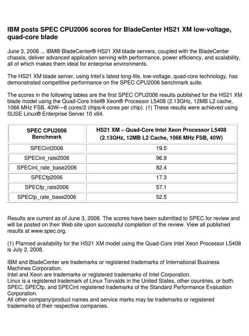 IBM HS21 XM BLADECENTER - L5408 FOR SPEC CPU2006 Manual