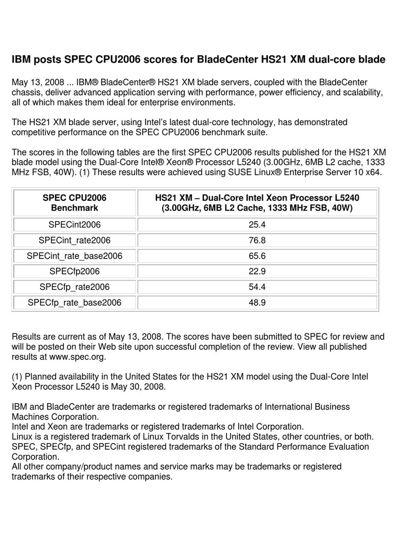IBM HS21 XM BLADECENTER - L5240 FOR SPEC CPU2006 User manual