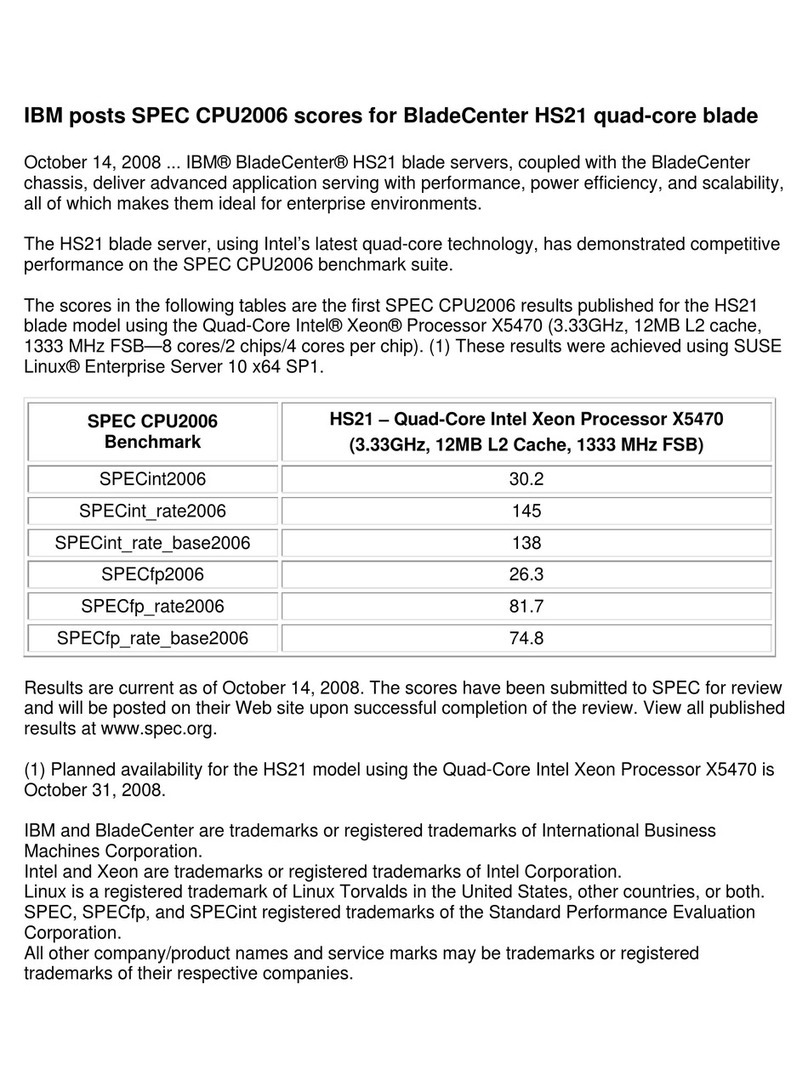 IBM HS21 BLADECENTER - X5470 FOR SPEC CPU2006 User manual