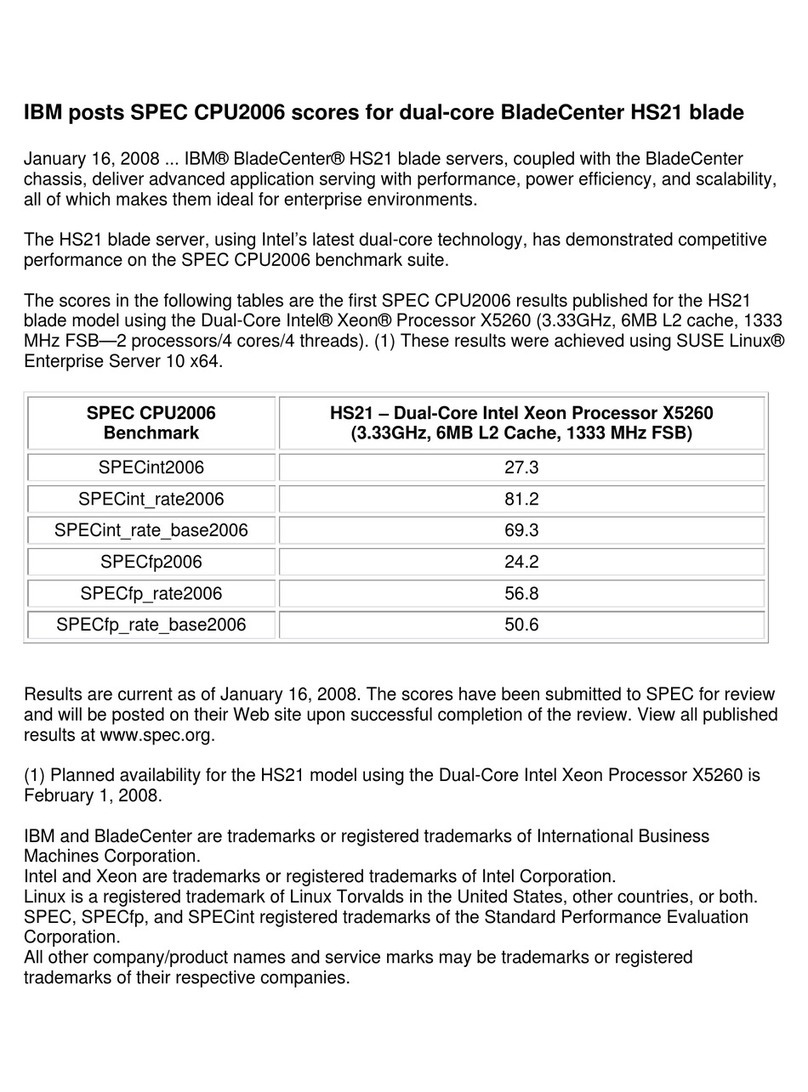 IBM HS21 BLADECENTER - X5260 FOR SPEC CPU2006 User manual