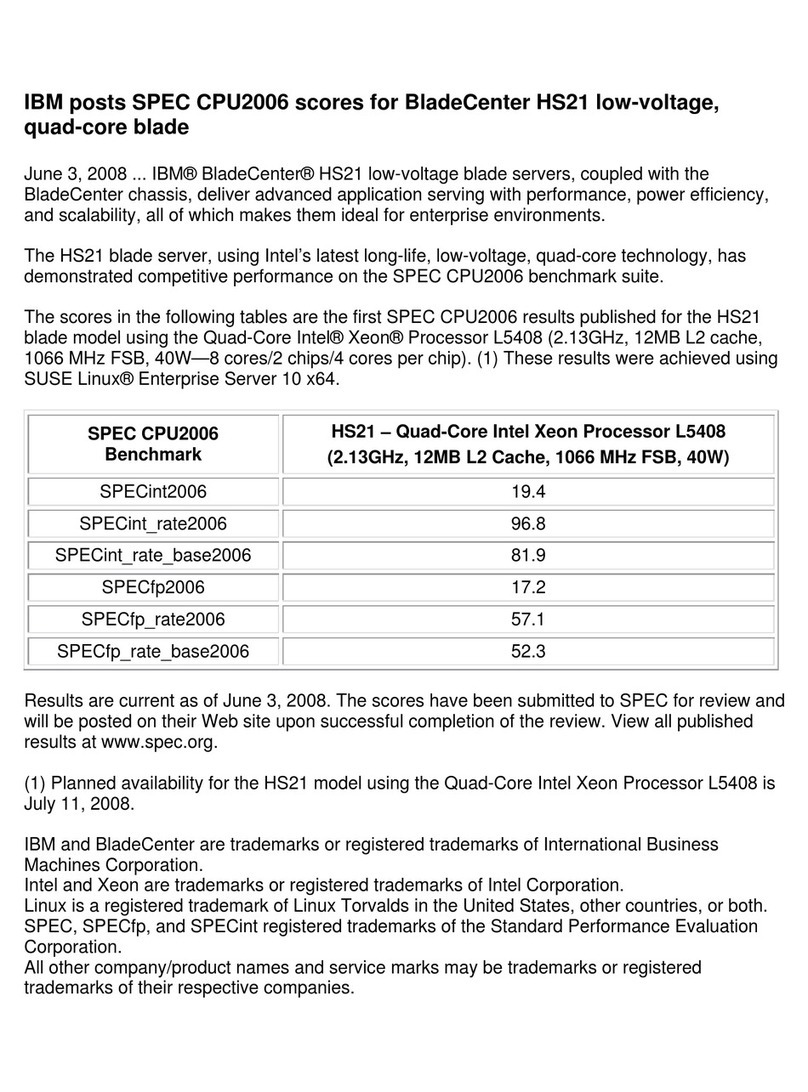 IBM HS21 BLADECENTER - L5408 FOR SPEC CPU2006 User manual