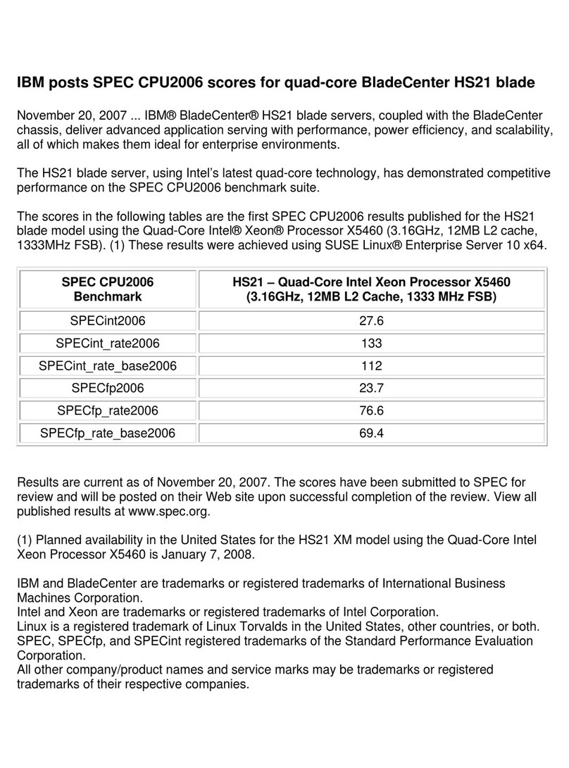 IBM HS21 BLADECENTER - X5460 FOR SPEC CPU2006 User manual