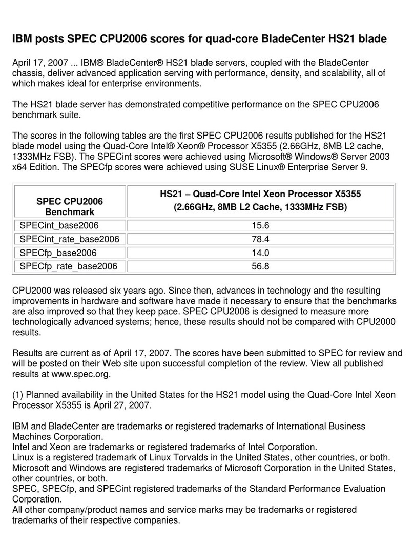 IBM HS21 BLADECENTER - X5355 FOR SPEC CPU2006 User manual