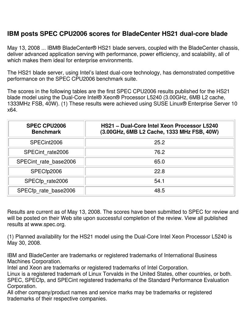 IBM HS21 BLADECENTER - L5240 FOR SPEC CPU2006 User manual