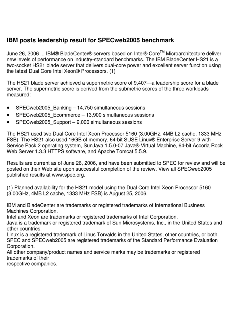 IBM HS21 BLADECENTER - FOR SPECWEB2005 User manual