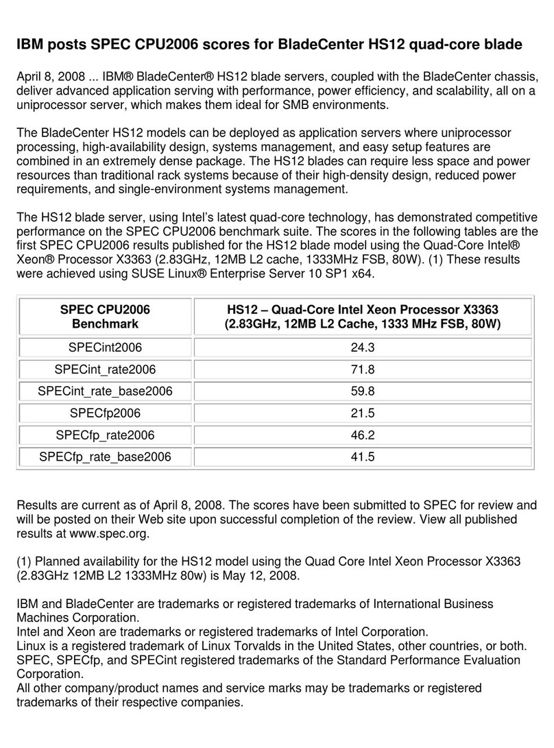 IBM HS12 BLADECENTER - X3363 FOR SPEC CPU2006 User manual
