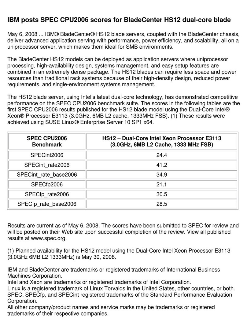 IBM HS12 BLADECENTER - E3113 FOR SPEC CPU2006 User manual