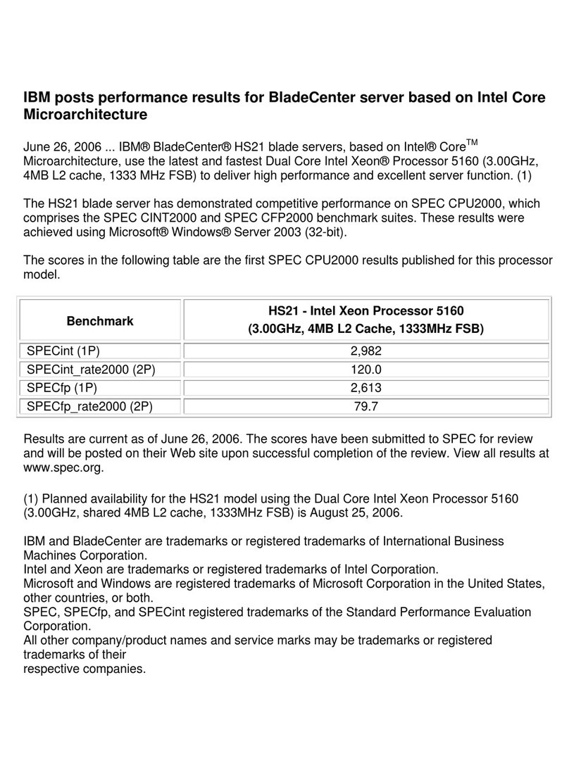 IBM HS21 BLADECENTER - 5160 FOR SPEC CPU2000 User manual