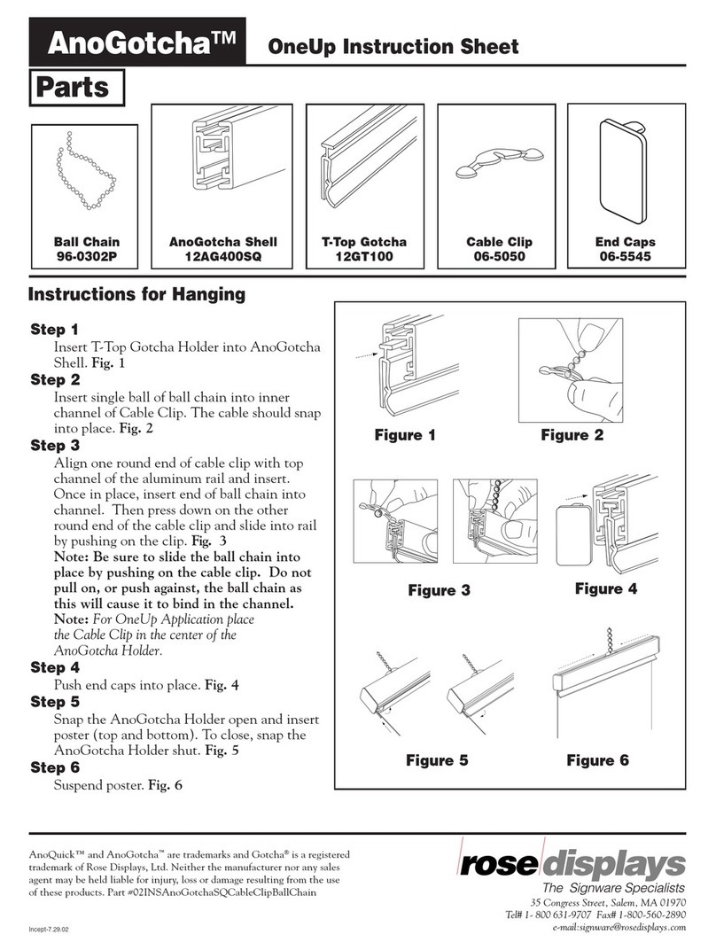 ROSE DISPLAYS ANOGOTCHA SQUARE WITH CABLE CLIP AND BALL... manual