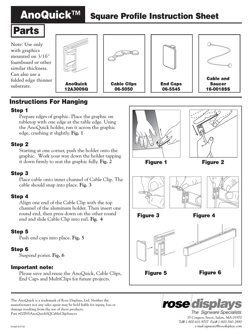 ROSE DISPLAYS ANOQUICK SQUARE WITH CABLE CLIP AND CABLE AND... manual