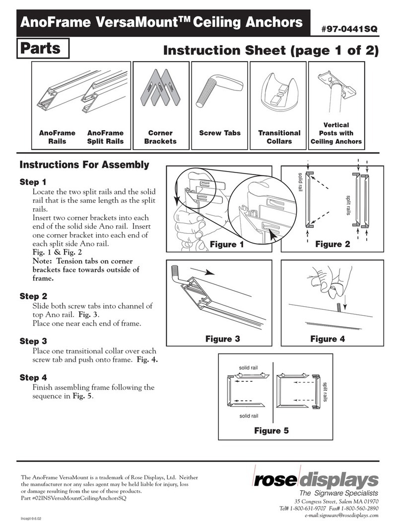 ROSE DISPLAYS ANOFRAME VERSAMOUNT CEILING ANCHORS SQ User manual