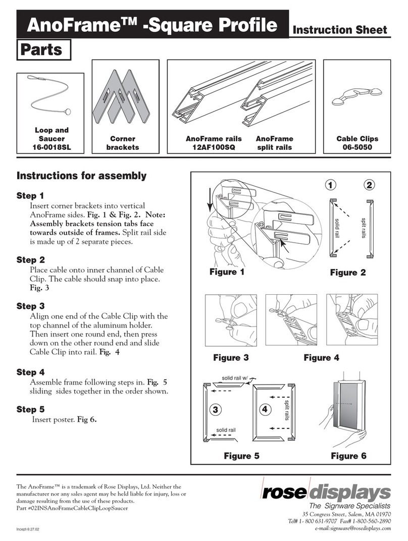 ROSE DISPLAYS ANOFRAME SQUARE WITH CABLE CLIP AND LOOP AND... manual