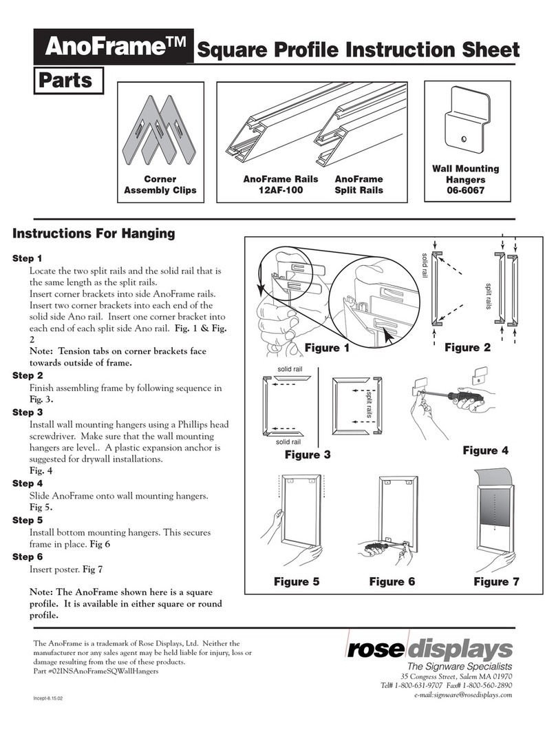 ROSE DISPLAYS ANOFRAME SQUARE WITH 4 WALL MOUNTS User manual