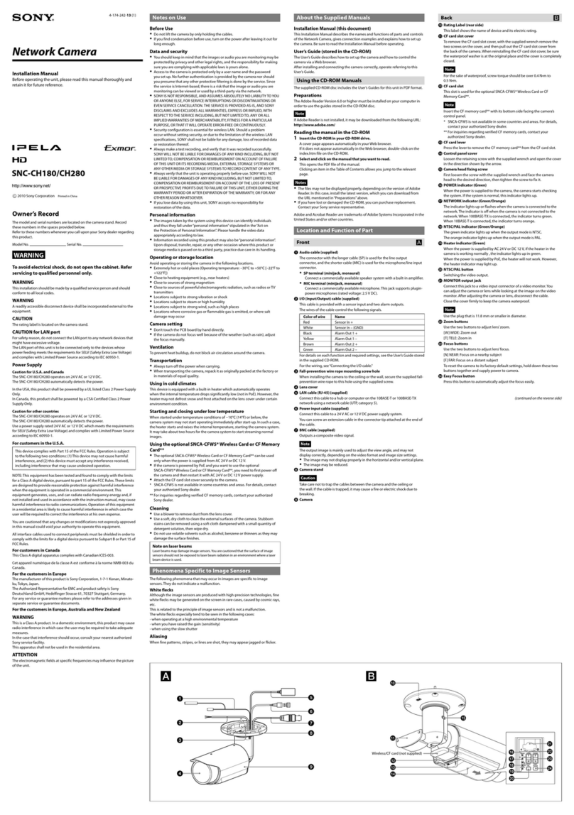 Sony Ipela SNC-CH280 installation manual