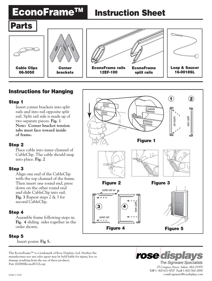ROSE DISPLAYS ECONOFRAME WITH CABLE CLIP AND LOOP AND... instruction sheet