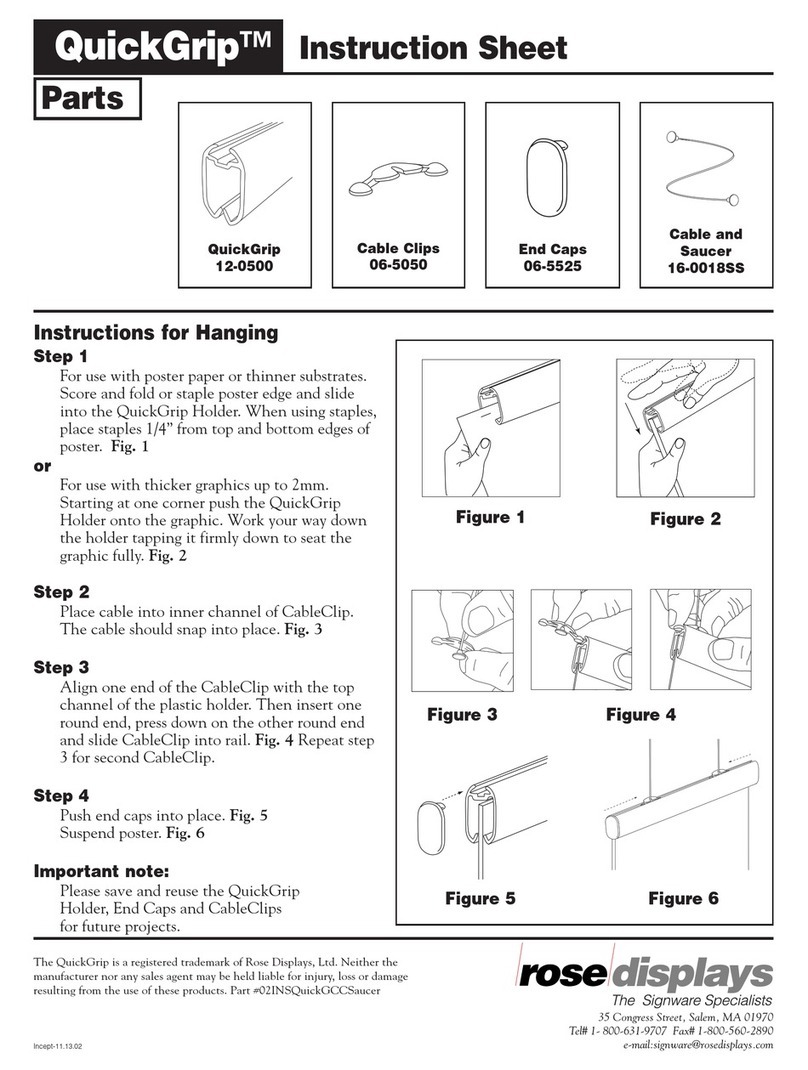 ROSE DISPLAYS QUICKGRIP WITH CABLE CLIP AND CABLE AND... instruction sheet