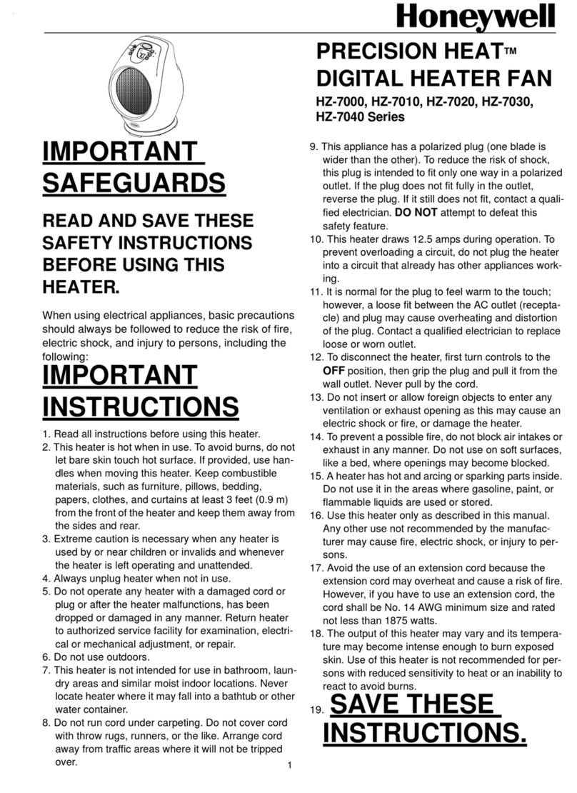 Honeywell #HZ-7000 - Sure-set Digital Heater Fan owner's manual