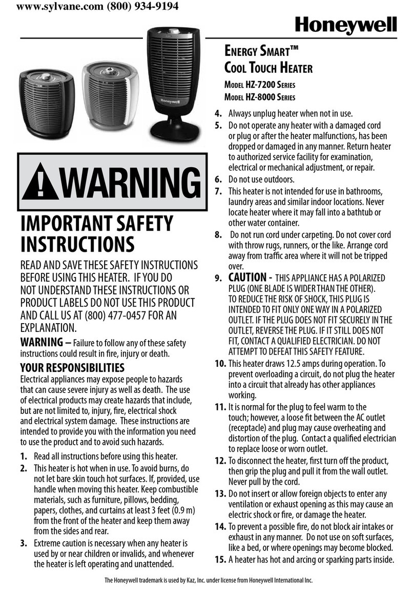 Honeywell HZ-8000 - Whole Room Energy Smart Heater instructions
