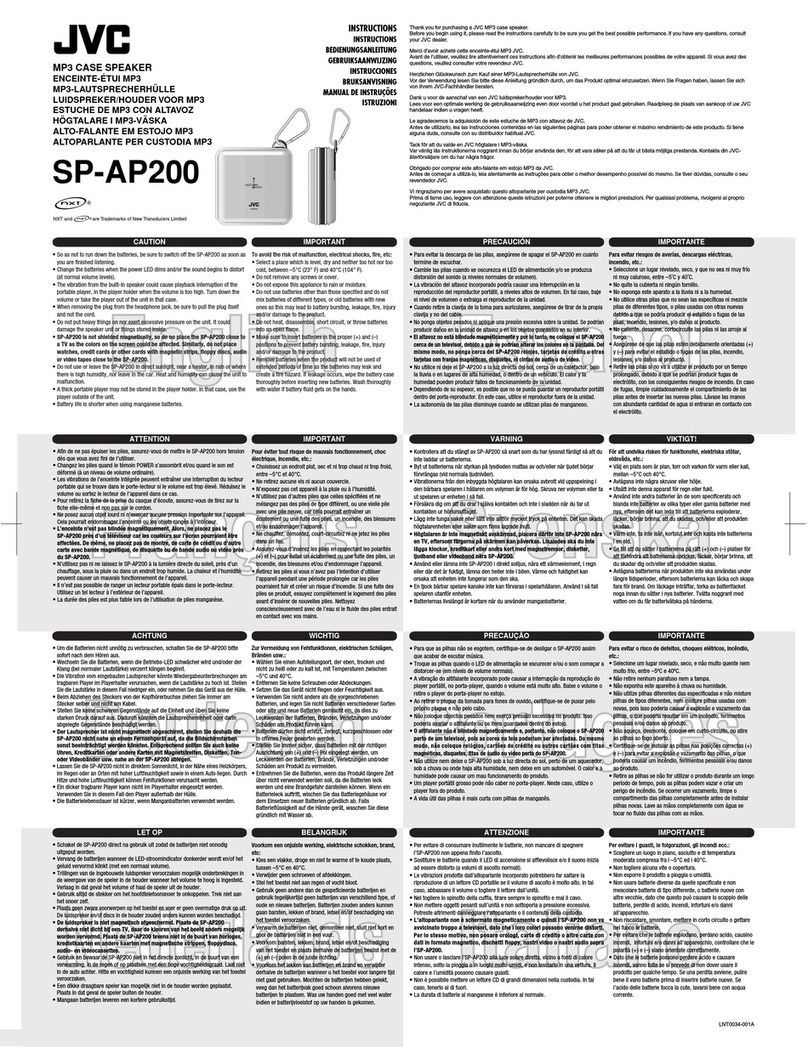 JVC SP-AP200A - Speaker With CD Softcase User manual