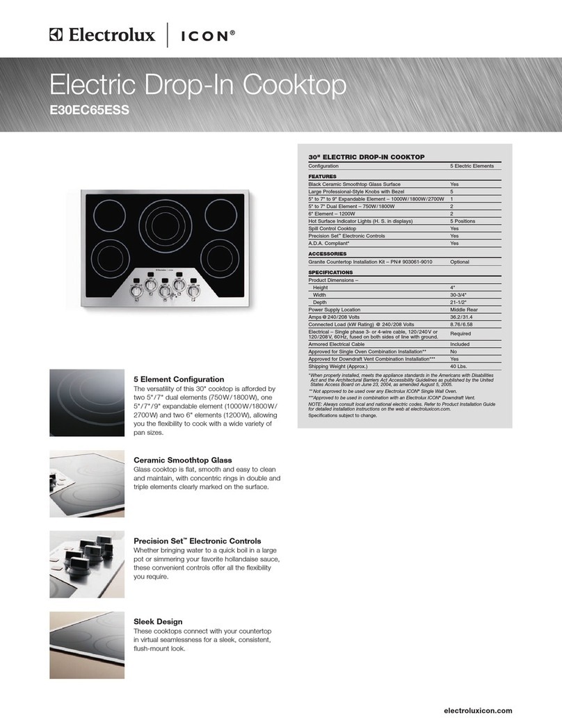 Electrolux E30EC65ESS - 30 Inch Smoothtop Electric... Specifications