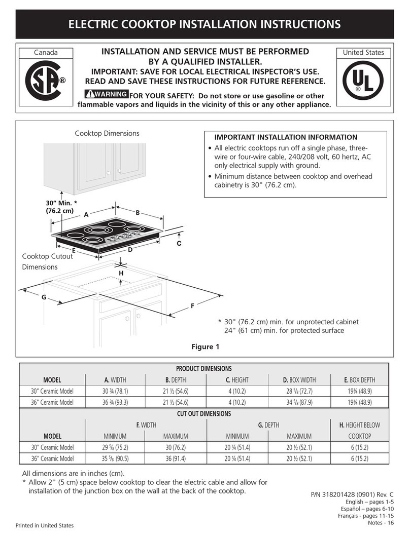 Electrolux E30EC65ESS - 30 Inch Smoothtop Electric... User manual