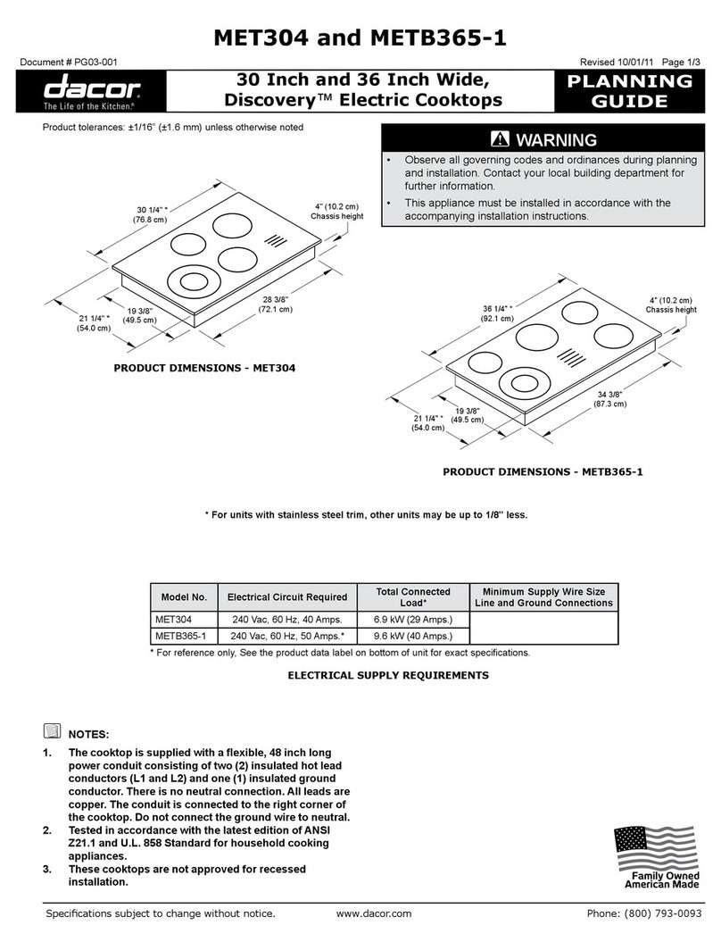 Dacor Millennia MET304 Technical manual
