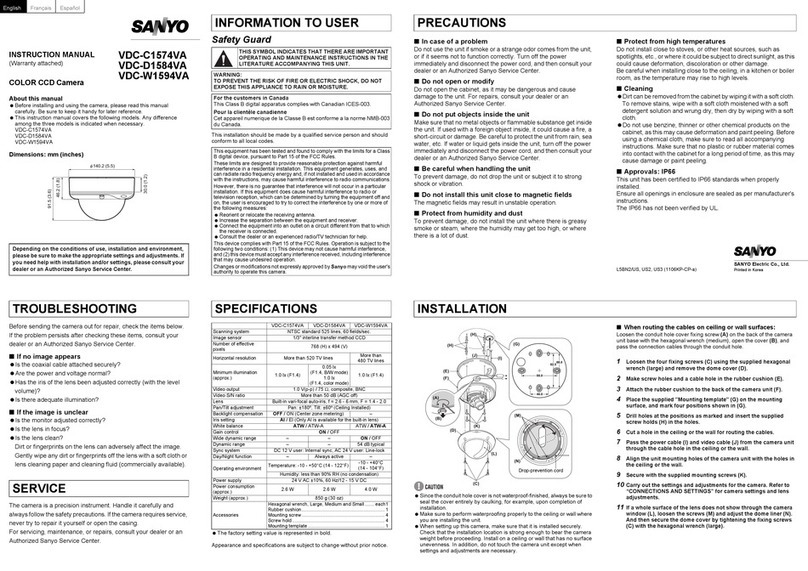 Sanyo VDC-C1574VA - CCTV Camera User manual