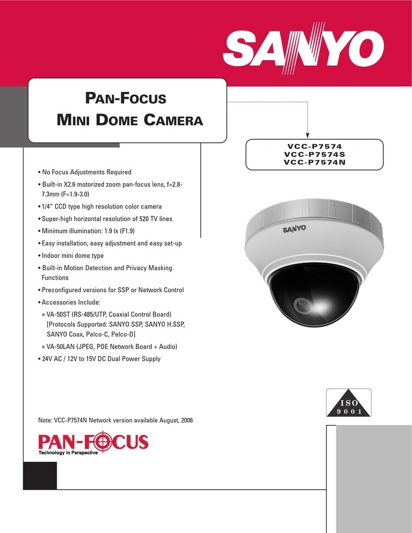 Sanyo VCC-P7574 - 1/4" Color CCD Indoor Mini Dome... User manual