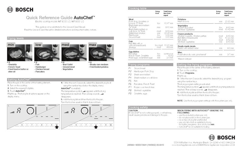 Bosch NIT8065UC - Strips 800 30" Induction Cooktop User manual