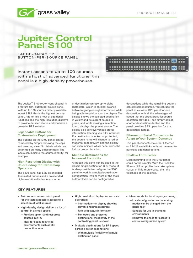 GRASS VALLEY JUPITER CONTROL PANEL S100 - datasheet