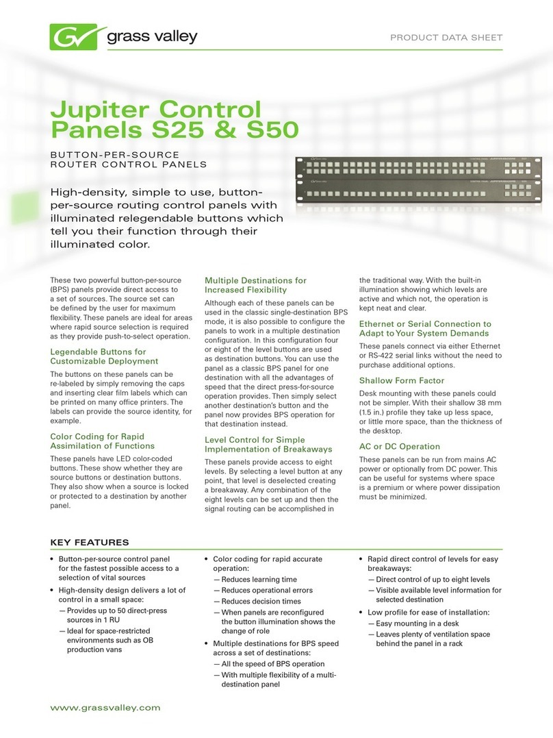 GRASS VALLEY JUPITER CONTROL PANEL S25 - User manual