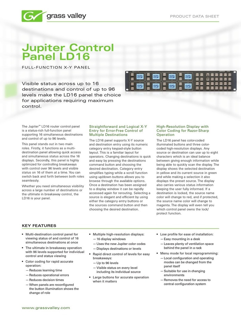 GRASS VALLEY JUPITER CONTROL PANEL LD16 - User manual