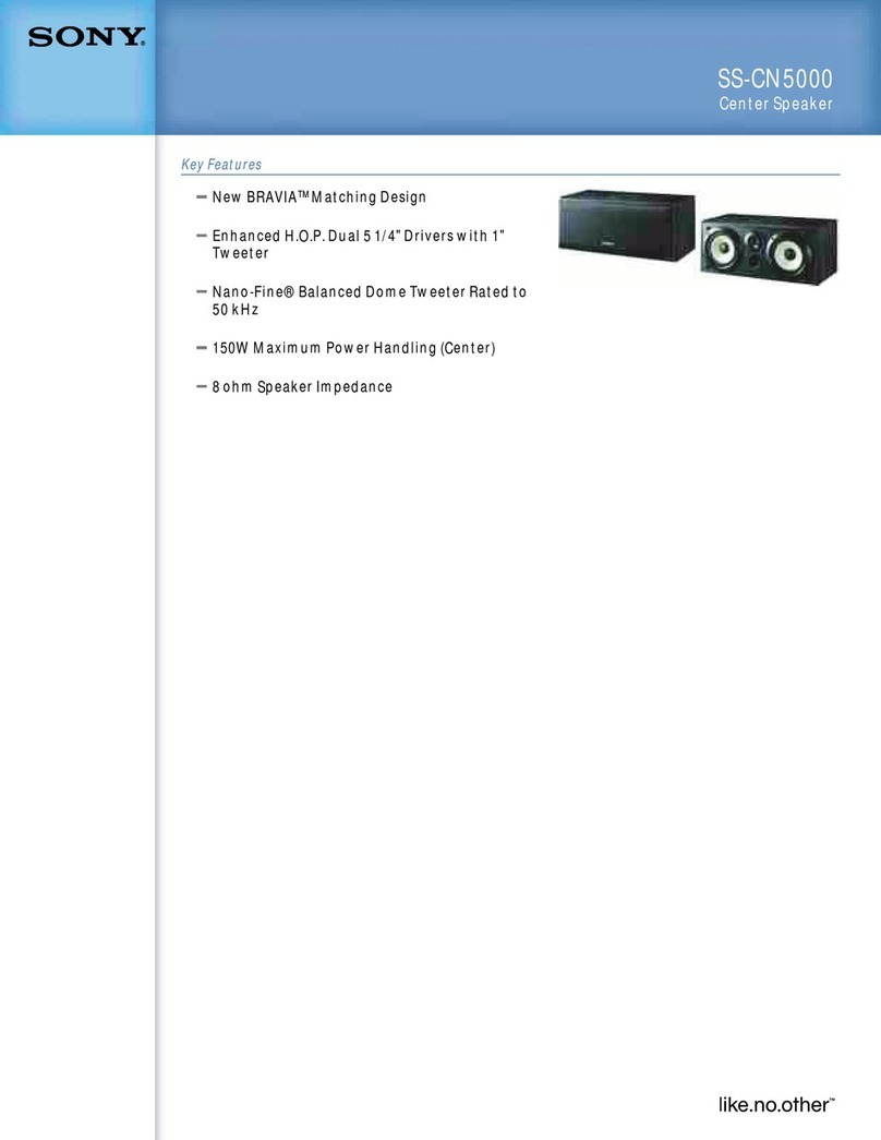 Sony SS-CN5000 - Dual 5.25" Center Channel... Specifications