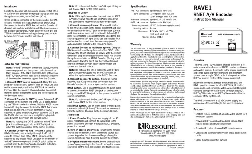 Russound RAVE1 instruction manual