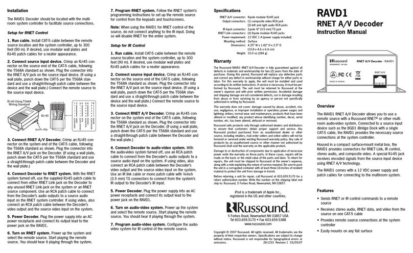 Russound RAVD1 instruction manual