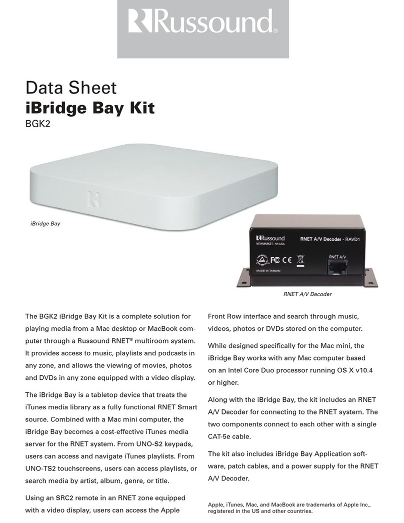 Russound BGK2 iBridge Bay Kit User manual