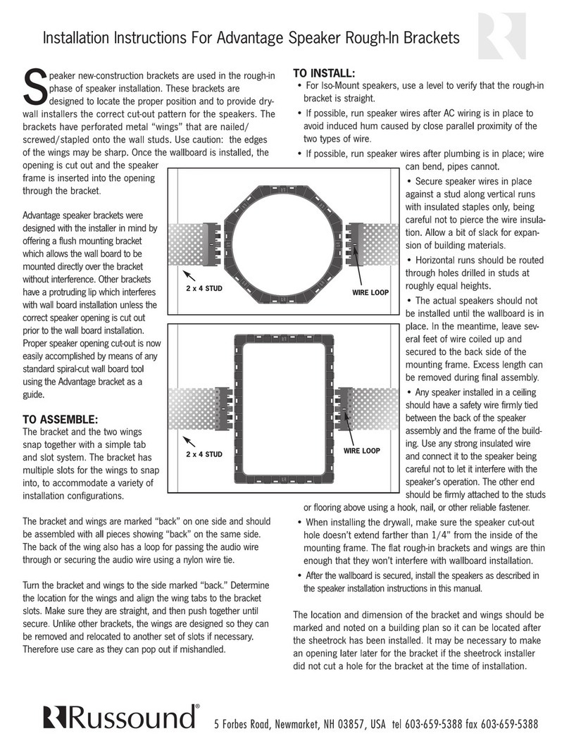 Russound ADVANTAGE SPEAKER ROUGH-IN BRACKET User manual