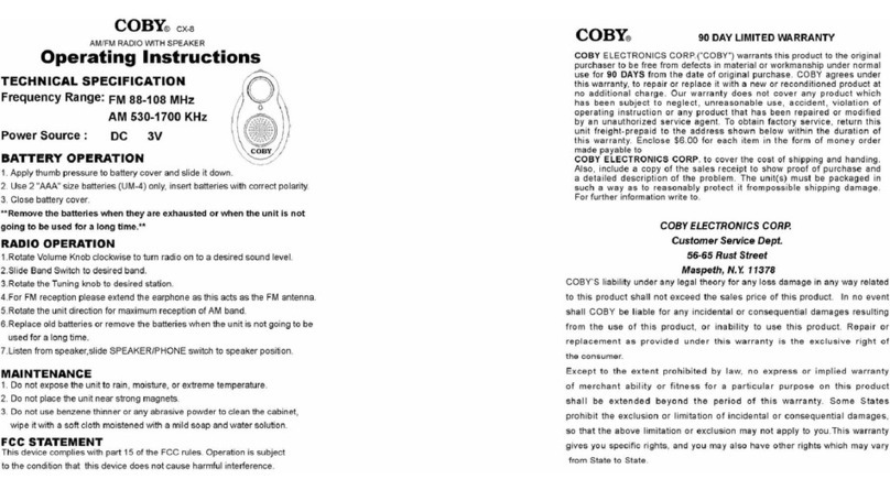 Coby CX-8 User manual