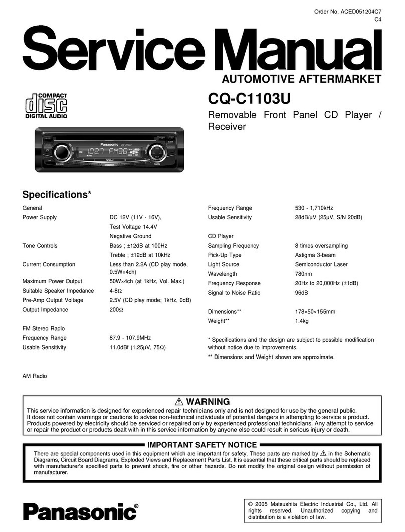 Panasonic CQC1103U - AUTO RADIO/CD DECK Service manual