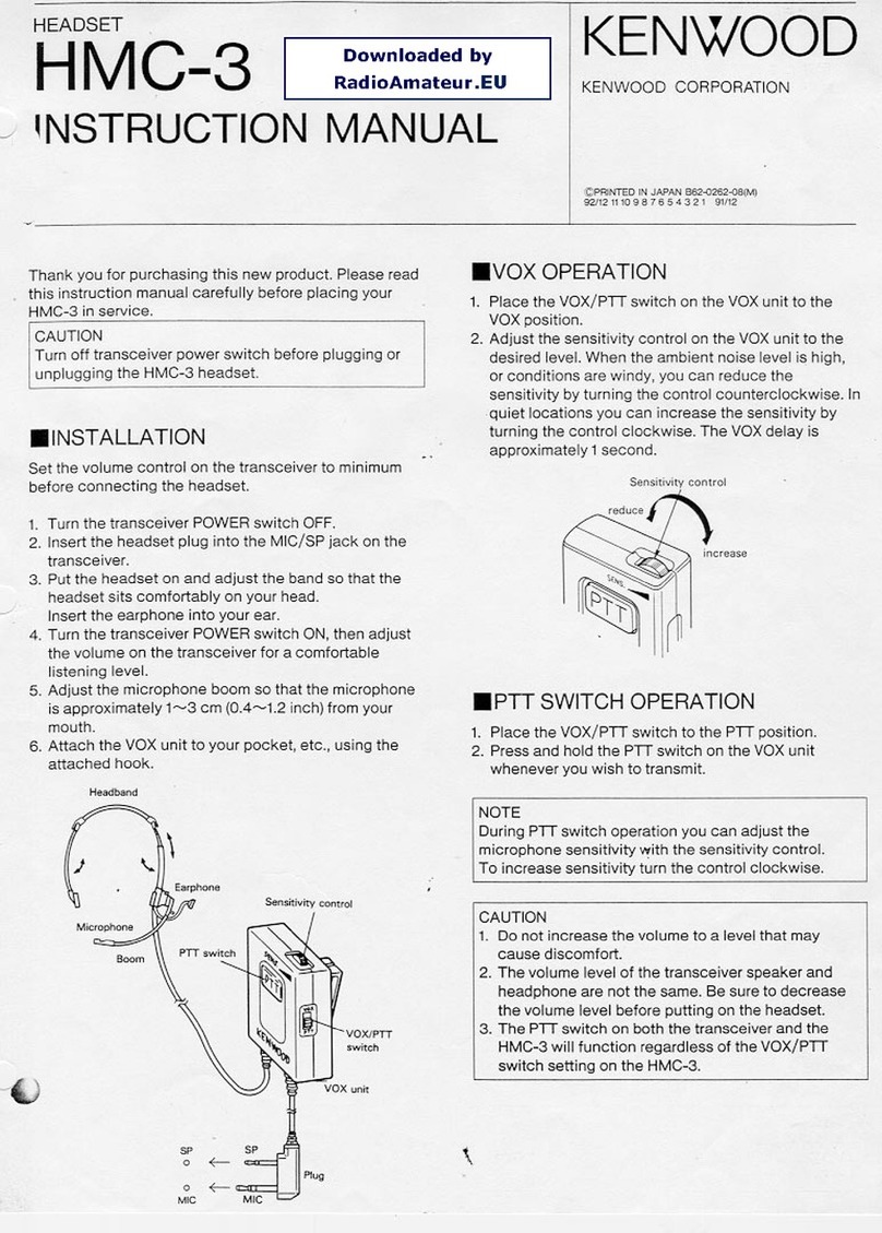 Kenwood HMC-3 - Headset - Vertical instruction manual Kenwood HMC-3 - Headset - Vertical instruction manual