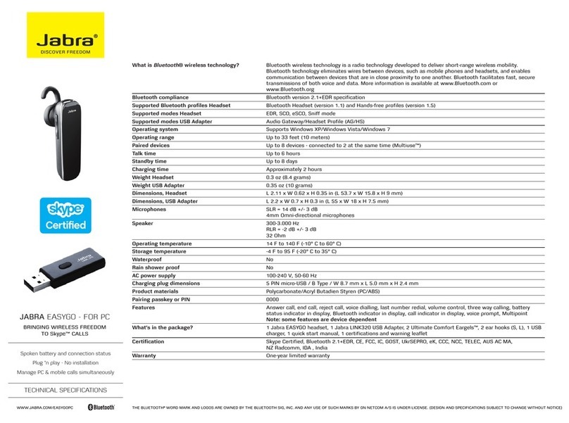 Jabra EASYGO FOR PC User manual