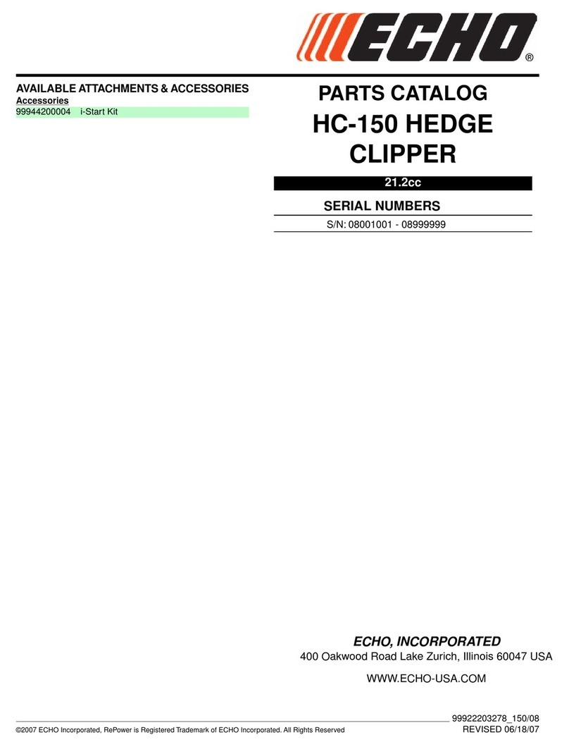 Echo HC-150 HEDGE CLIPPER - PARTS CATALOG SERIAL NUMBER 08001001 -... Instruction Manual