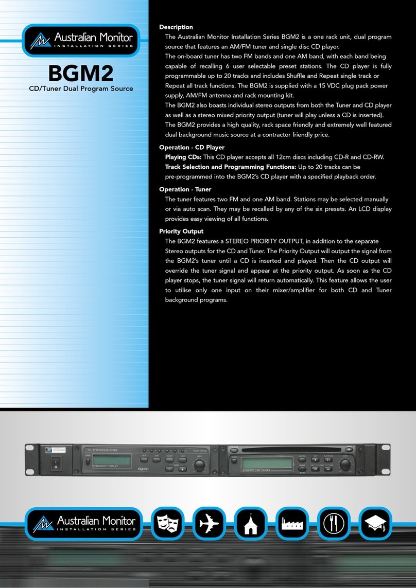 AUSTRALIAN MONITOR BGM2 Specifications