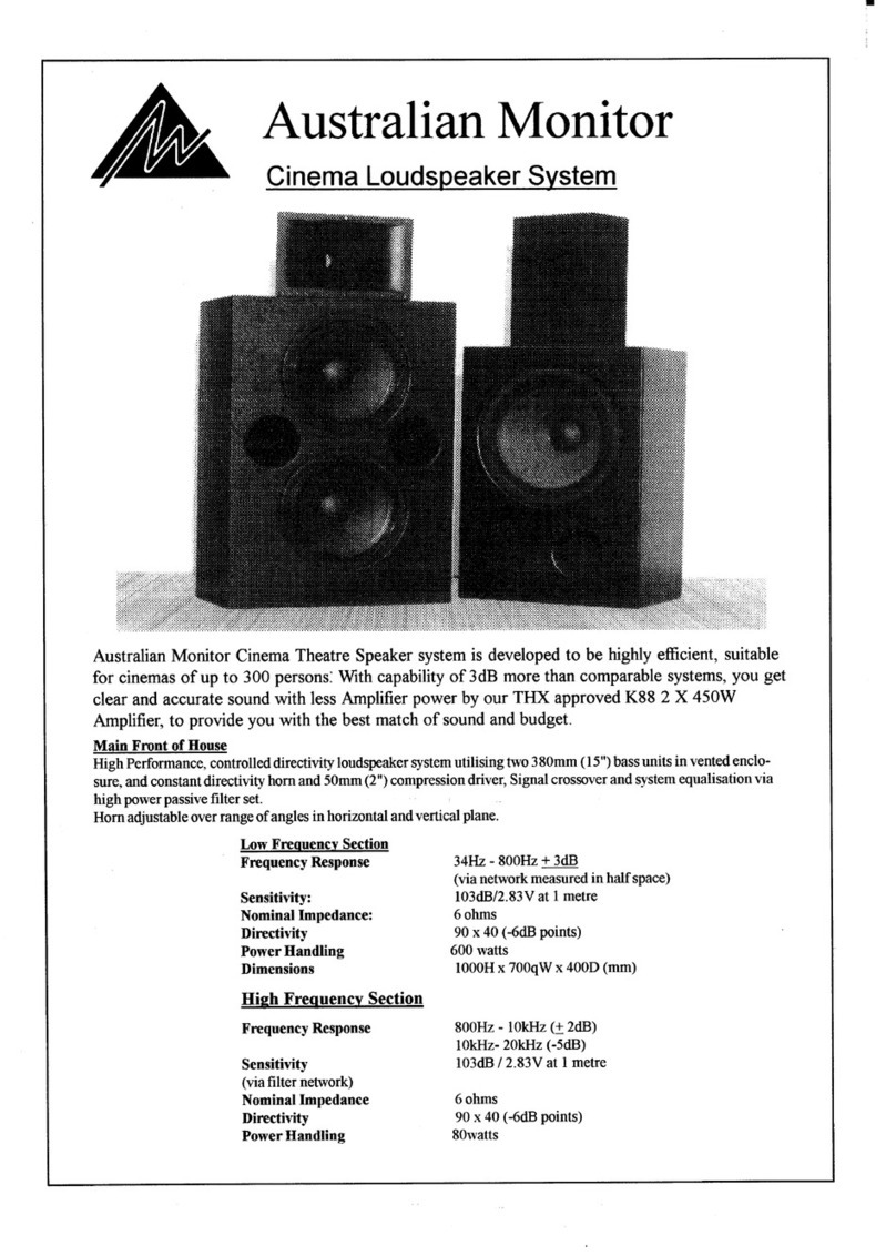 AUSTRALIAN MONITOR CINEMA LOUDSPEAKER SYSTEM brochure