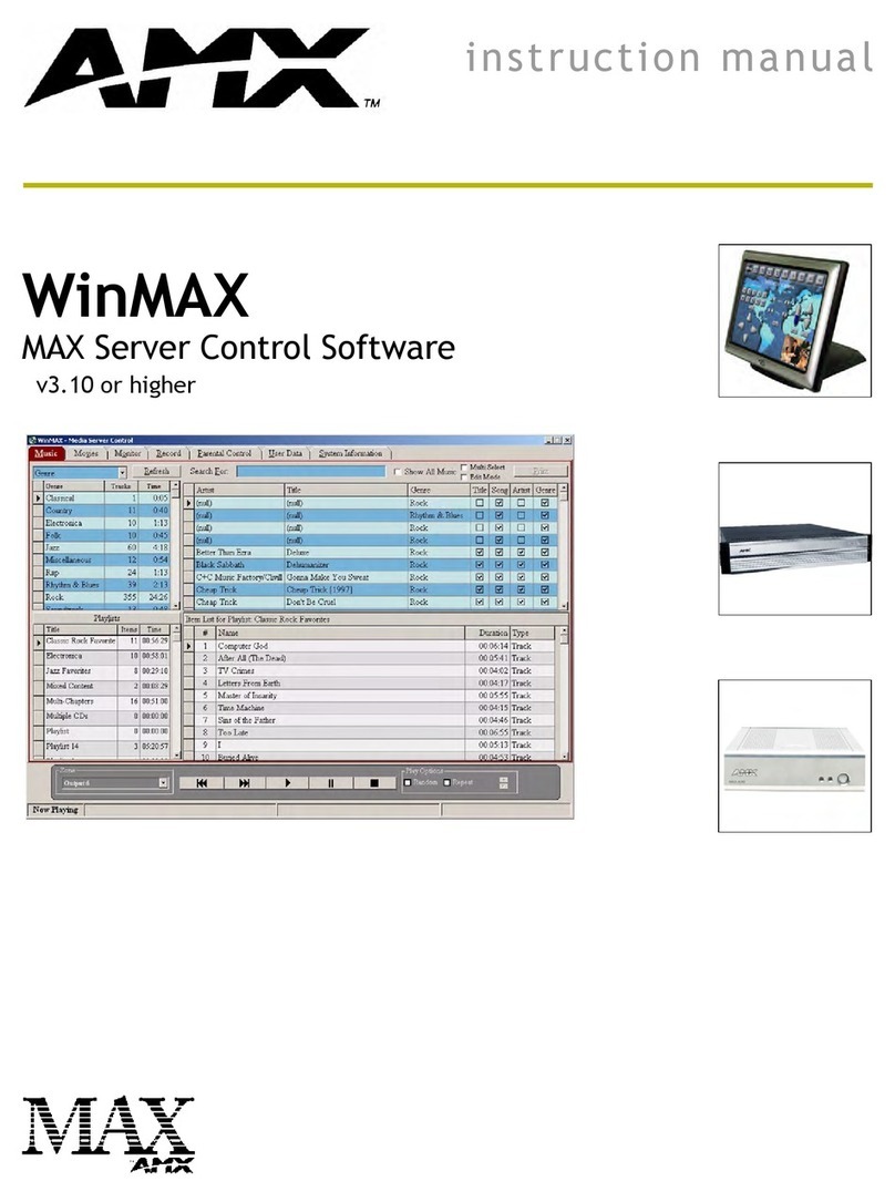 AMX WINMAX MAX SERVER CONTROL SOFTWARE User manual