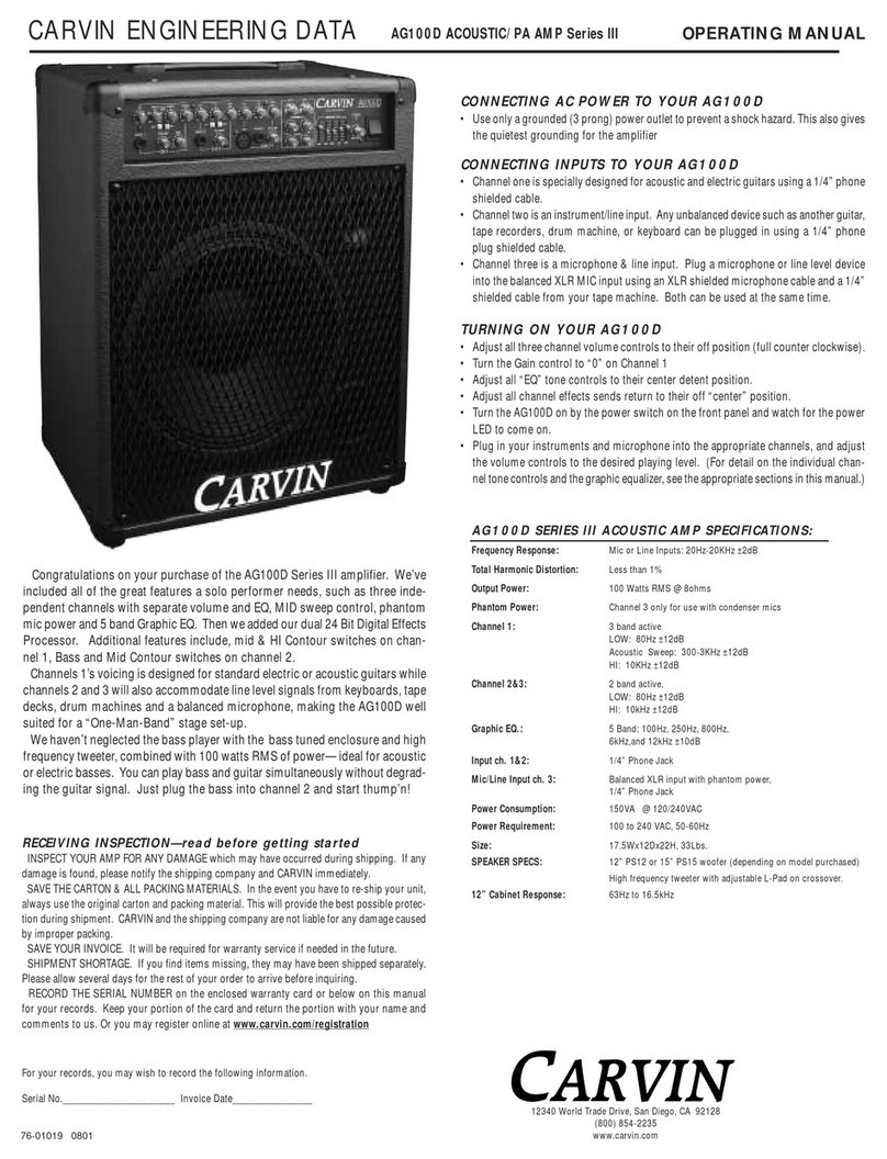 CARVIN AG100D2003 User manual