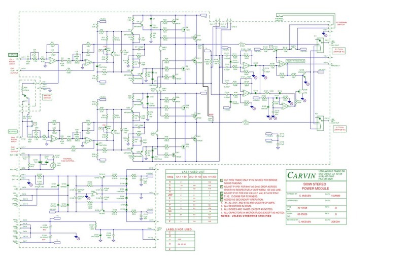 CARVIN 500W STEREO POWER MODULE - SCHEMA REV G manual