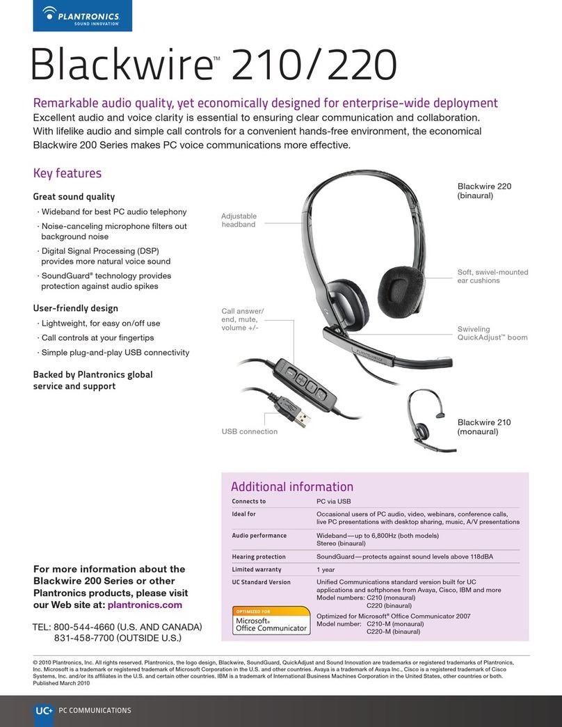 Plantronics Blackwire 200 Dimensions